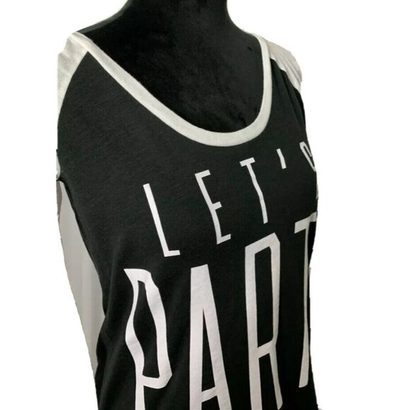 VS PINK Graphic Tee Size M Lets Party Long Sleeve Scoop Lounge Shirt Dorm Life - Picture 5 of 10